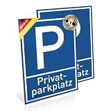 2x Großes Schild Privat Parkplatz | Alu 30 x 42 cm | stabiles Alu Schild mit UV-Schutz | blau | Privatparkplatz Parken verboten | Dreifke®
