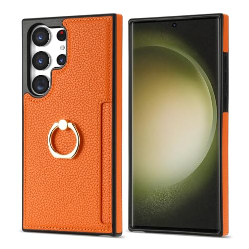 Étui en cuir pour Samsung Galaxy A52 et S24 avec porte-cartes orange protecteur