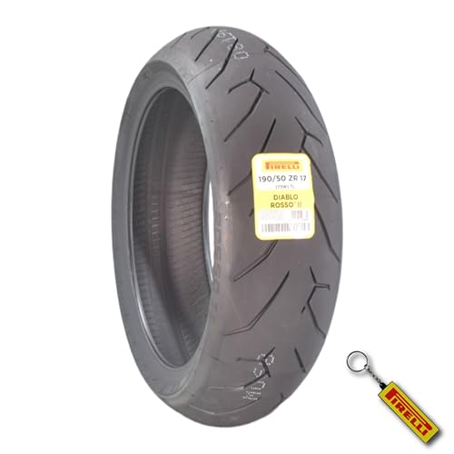 Pirelli Diablo Rosso II 190/50 ZR 17 M/C (73W) TL Rear Motorcycle Tire - High Performance Durable and Reliable: Sport Performance for Road Use with Keychain