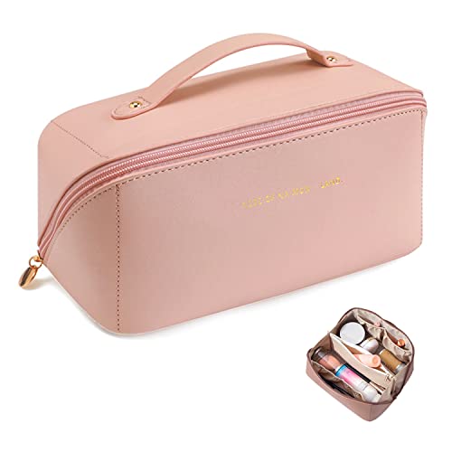 Auflosung Bolsa de Cosméticos para Mujeres Bolsa de Cosméticos de Pu Impermeable de Gran Capacidad, Bolsa de Cosméticos con Mango, Bolsa de Cosméticos para Mujeres Organizador de Viajes Cover