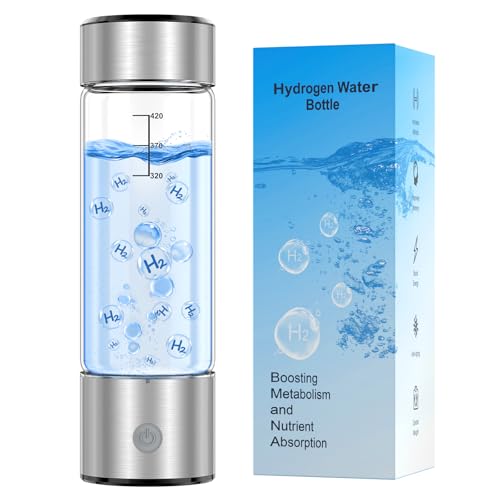 MOVOCA Upgrade Hydrogen Water Bottle, 3Min 2200PPB Rapid Hydrogen Water Generator -SPE PEM Tech, 14OZ Portable Hydro Water Machine, Health Care Gifts for Wife, Family, Friends, Travel (Sliver)