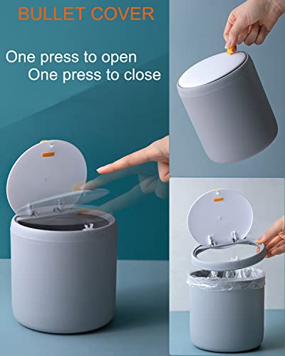 Golbylicc 2Pc Small Trash Can With Lid Come With 4 Rolls Of Trash Bags, Tiny Table Desk Top Trash Can, Cute Mini Countertop Trash Can For Bathroom, Kitchen, Bedroom, Office (2L/0.5Gal, Pink) #TOP4