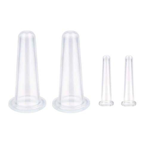 Erioctry Juego de 4 tazas de silicona para masaje facial transparente para ojos y rostros, kit de tazas de masaje para levantar masajes, cara y