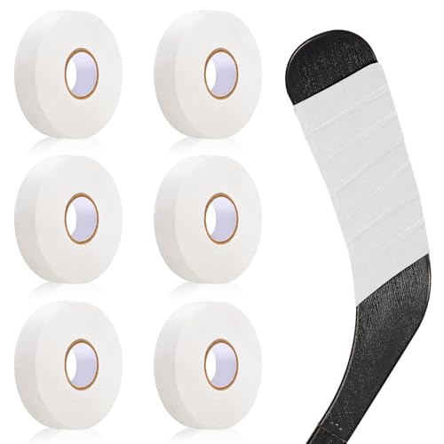 Deekin 6 Rolls Hockey Tape USA Flag Camo Lacrosse Stick Tape Waterproof Non Slip Hockey Athletic Sports Stick Baseball, 1'' x 27 Yards/Roll(White,Classic)