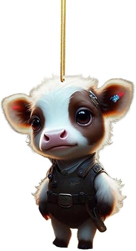 Miniatura 2 de Ochine Lindo colgante de coche de vaca de dibujos animados para decoración del árbol del hogar, adorno de árbol de Navidad, regalo de decoración del
