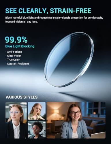 Image of TIJN Round Blue Light Blocking Glasses Men Women for Computer Gaming Daily