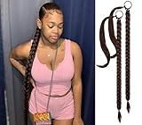 2 Packs Long Braided Ponytail Extension For Black Women Soft Synthetic Hair Piece For Women with Hair Tie Straight Wrap Around Ponytail Braided Hair Extensions pre Stretched 30 Inch