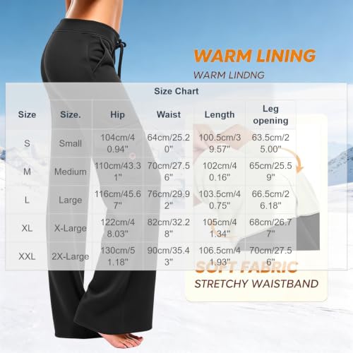 YMADREIG Womens Fleece Lined Sweatpants High Waisted Flare Yoga Pants | Thermal Winter Workout Pants, Soft Sherpa Lining, Drawstring Cargo Pants with Pockets, Flare Leg, Cold Weather Activewear - image 6