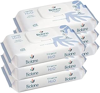 BIOLANE - Ściereczki do czyszczenia wody H2O - Baby - Zestaw 6x72 (432 chusteczek) - Skóra wrażliwa - Oczyszcza i chroni - Ciało i siedzisko - Bez spłukiwania - Od urodzenia - Wyprodukowano we Francji