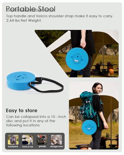 Image of 18-in Collapsible Stool,Portable Telescoping Seat for Adults,880lb Capacity | 2.6lb Lightweight but Sturdy, Pop Up Retractable Design with Adjustable Height for Camping, Fishing, Festivals, BBQ, Travel