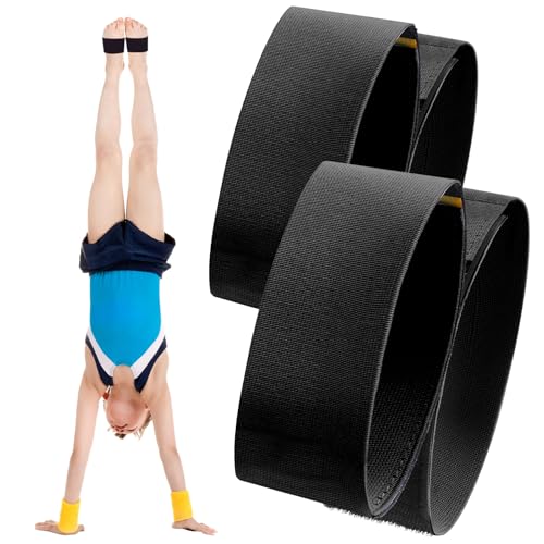 Shappy 2 Pairs Gymnastics Sticky Toes, Ankle Straps Kit – Tumbling Equipment, Cheer Coach Essentials, Back Handspring Helper for Stunt Coach, Help Training Back Flip Tuck(Black)