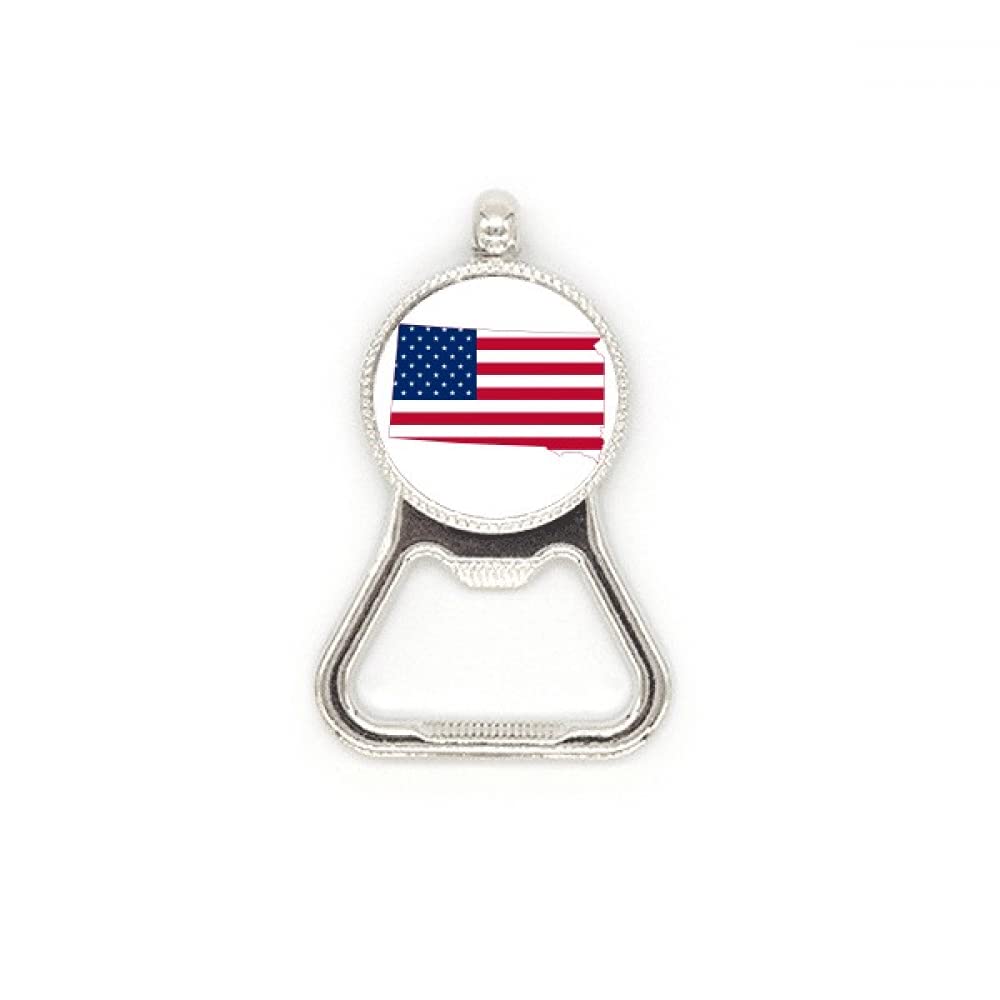 Décapsuleur en acier inoxydable cadeau idéal thème drapeau Dakota du Sud et USA