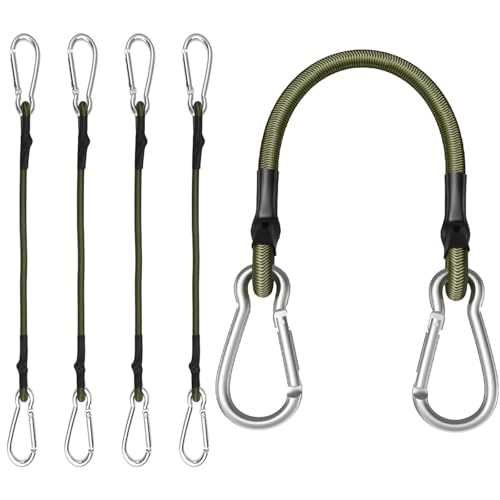 4 Pcs Bungee Cord, Retractable Straps, Short Bungee Cords with Hooks for Roof Racks, Trailers, Camping, Tarps, and Travel,Bungees with Hooks, Bungee Cords with Carabiner Clips