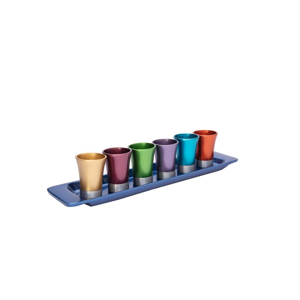 Kiddush Goblets Set - 6 Colorful Aluminum Cups -3