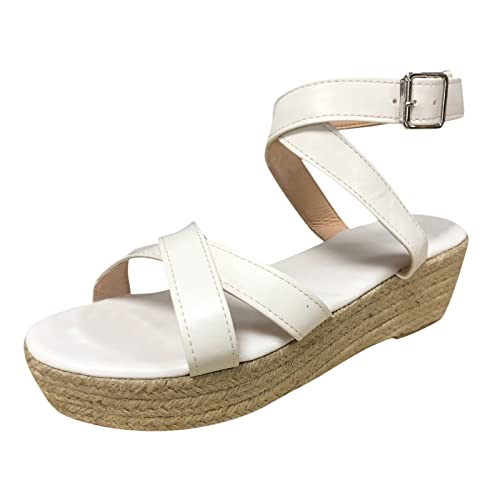 Sandales compensées blanches femme pointure 38 avec espadrilles d'été à talon carré