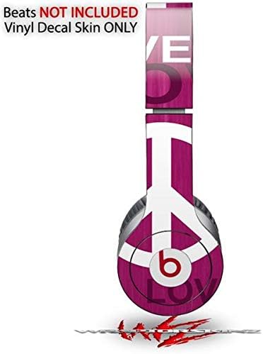 Skin Decal Wrap Works with Original Beats Solo HD Headphones Love and Peace Hot Pink Skin Only (Headphones NOT Included)