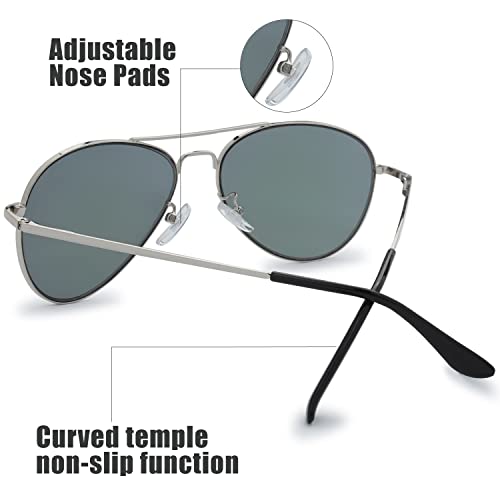 Image of The Fresh Classic Aviator Sunglasses for Men Women, Metal Frame Mirror Lens, Pilot Style, Includes Cleaning Cloth, Pouch
