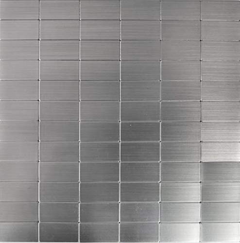 Mosaik Fliese selbstklebend Aluminium silber metall Rechteck...
