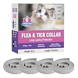 Flea Collar for Cats 4 Pack 8 Months Long-Term Natural Waterproof Kitten Flea Collar Suitable for All Cats