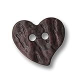 Artikelnr. 5540br-14x16 - 15x Knopfparadies - 15er Set kleine fesche Zweiloch Herz Knöpfe in Hirschhorn Optik/braun/Kunststoffknöpfe/Ø ca. 14x16mm