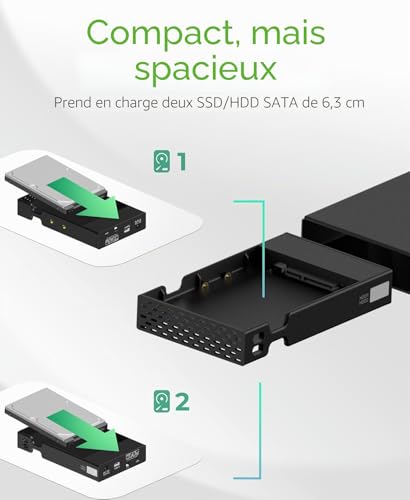 Boîtier pour 2 disques ICY Box pour libérer de l'espace de télétravail - 6