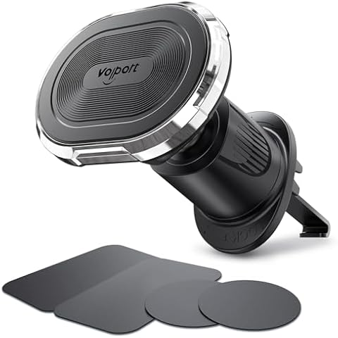 volport Magnetic Phone Mount for Car Vent: [Strong Magnet Clip Hook] Air Vent Holder for iPhone 16/15/14/13/12 Pro Max Plus Samsung S24 Ultra S24+ All Cell Phone & Tablets (Sliver) Cover