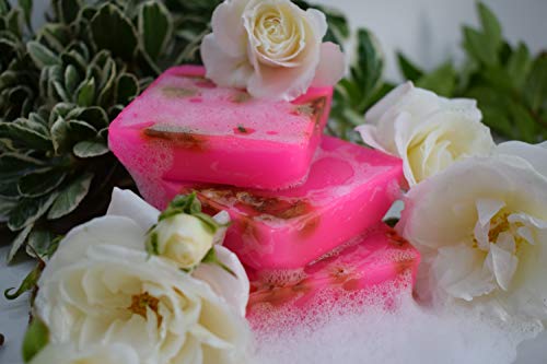 Barras de jabón naturales hechas a mano de rosa blanca y oliva con agua de rosas, aceites de coco y oliva, glicerina… - Imagen 3