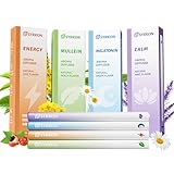 4-in-1 Herbal Diffuser Pens, Mullein Lung Support | Energy Boost | Calm Mood | Sleep Aid with Natural Plant Extracts, Total 2400 Uses, Portable and Compact