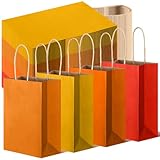 Tenceur 100 Pcs Fall Gift Bags Bulk Thanksgiving Treat Bags with Handles Autumn Theme Party Favors Holiday Wedding Birthday Supplies