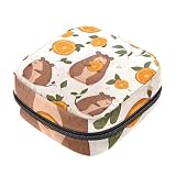 Aufbewahrungstasche für Damenhygieneartikel, tragbare Menstruationstassen-Tasche, Cartoon-Capybaras mit Orangen Er ...