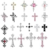 BDEPSTR 21 Piezas Decoraciones de Uñas - Nail Art con Diseño de Cruz, 3D & Brillantes, Ideal para DIY Manicura, Trendy para Mujeres & Adolescentes