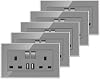 5 Pack CNBINGO Double Switched Socket, 13 Amp Electric Power Socket, Tempered Glass Wall Panel Outlet