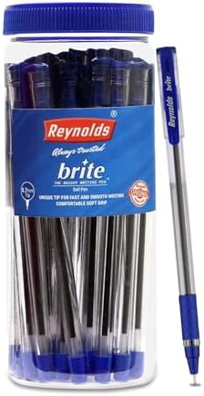 Reynolds BRITE Ball Pen SET - 25 BLUE PENS WITH COMFORTABLE GRIP | BALL PENS FOR WRITING | PEN FOR STUDENTS & OFFICE STATIONERY | 0.7 mm TIP SIZE
