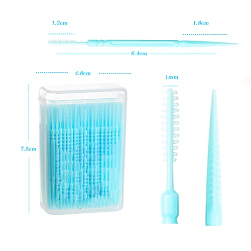 BSITSSS 200 Stück Interdentalbürsten, Zahnzwischenraumbürsten Extra Fein Zahnreinigung Zwischenräume, Weiche Silikon Adaptive Zahnstocher Tragbarer Zahnseide Stick Für Sanfte & Effiziente(Blau) – Bild 3
