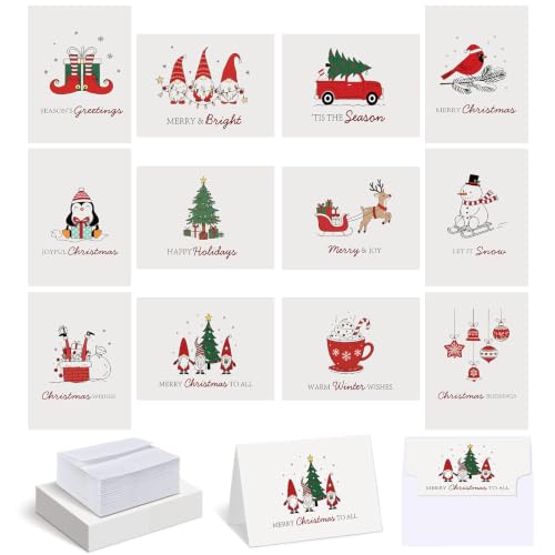 AmazingSpark 120 Pack Christmas Cards with Envelope Bulk White Xmas