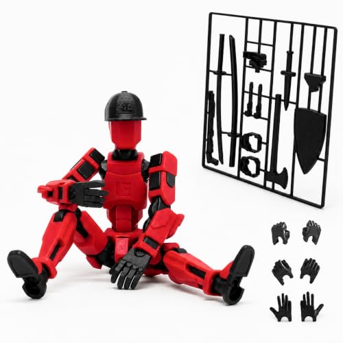 Image of TADCraft DIY Dummy 13 Action Figure and Battle Accessories | Fully Articulated Posable Robot Toy for Collection & Photography (Red)