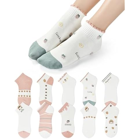 RYI 10 pairs cute socks for women white crew socks size 5-9,short crew socks for women cute quarter socks women Cover
