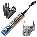 [Black] Professional Automotive Seam Sealer, Paintable Quick-Set Polyurethane Auto Body Seam Sealer for Metal Surfaces of Cars, Trucks, Etc, Includes Gloves & Tip - Black RV Roof Sealant