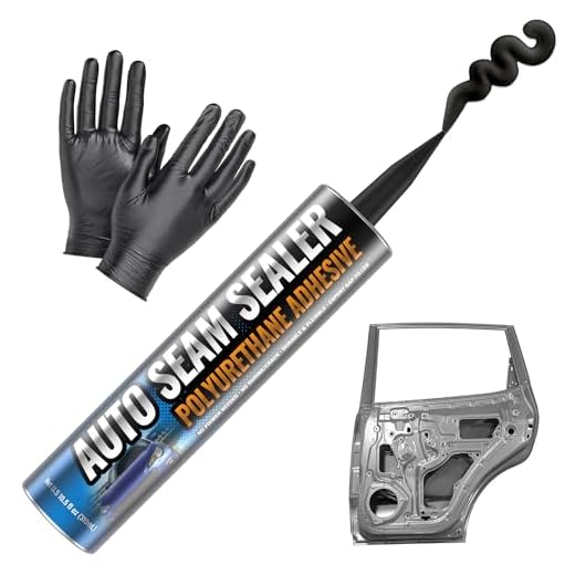 [Black] Professional Automotive Seam Sealer, Paintable Quick-Set Polyurethane Auto Body Seam Sealer for Metal Surfaces of Cars, Trucks, Etc, Includes Gloves & Tip - Black RV Roof Sealant