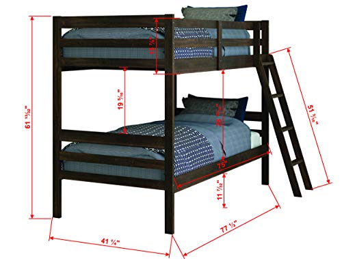 Donco Kids Economy Bunk Bed, Twin/Twin, Rustic Mocha Walnut