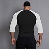 DLSMDOUS Mens Muscle Cut Raglan Tshirts with 3/4 Sleeve Fitness Workout Tops Black-White S #1