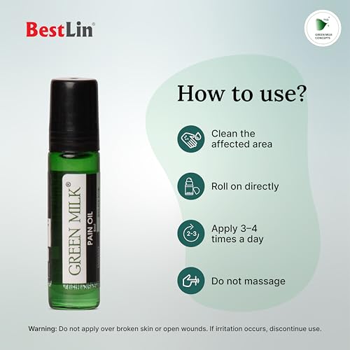 Image of Green Milk Pain Oil | Ayurvedic Pain Relief Oil | Natural Herbal Massage for Arthritis, Back Pain, Knee Pain, Muscle Pain & Joint Stiffness - 8ml Pack of 6