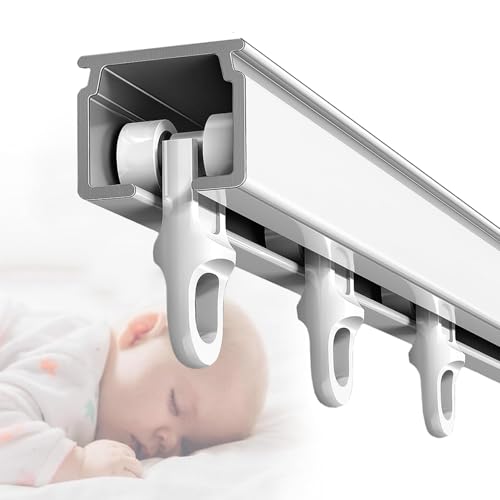 Sistema de riel de cortina de techo, diseño retráctil para una fácil instalación en techo o pared, ideal para sala de estar, dormitorio y divisor de ducha