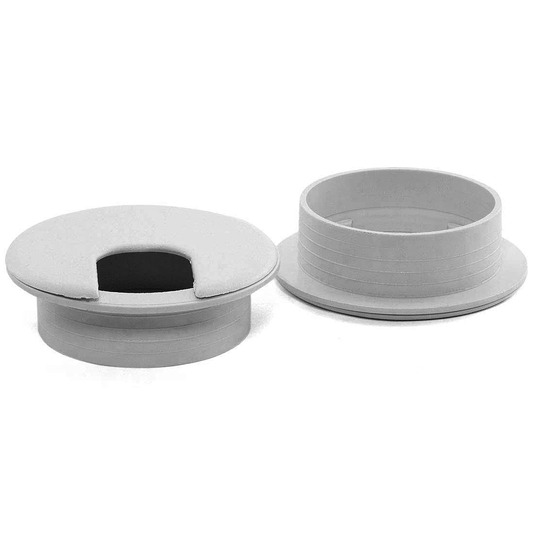 2 szt. 5 cm przelotki kablowe na biurko, osłona otworu do biura, PC, biurka, organizer na kabel, plastikowa osłona, szary, 2 szt