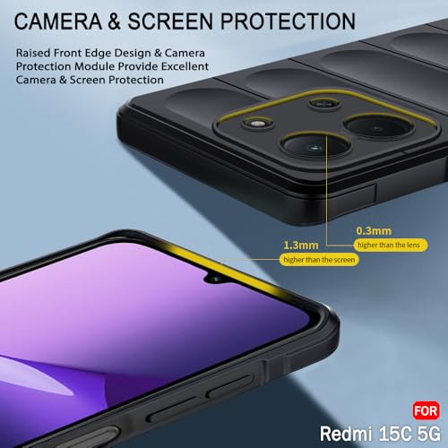 Image of TheGiftKart Liquid Silicon Back Cover Case for Mi Redmi 15C 5G | Shockproof Military Grade Protection | Micro-Fibre Cloth On Inner Side | Anti-Slip Grip Case for Redmi 15C 5G (TPU, Black)