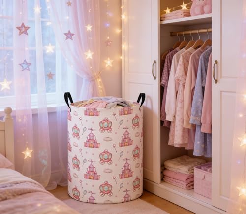 Image of Baby Laundry Basket Baby Nursery Hamper Kids Laundry Basket Toy Storage Bin for Boys Room Decor Gift Baskets for Bedroom Bathroom(Castle)