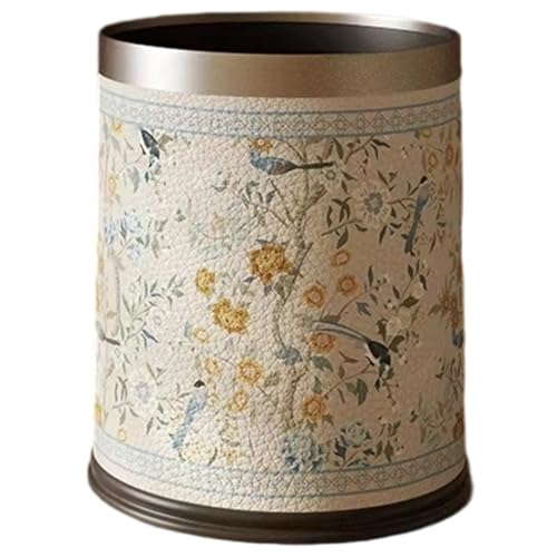 Fopytu Poubelle Vintage en Cuir, Corbeille À Papier Décorative Rétro Imperméable pour Maison, Le Bureau, Salle De Bain Ou Chambre.