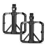 FOLODA Pedales de bicicleta de montaña, 3 rodamientos, pesas ligeras, pedales de plataforma, de aleación de aluminio, pedales planos