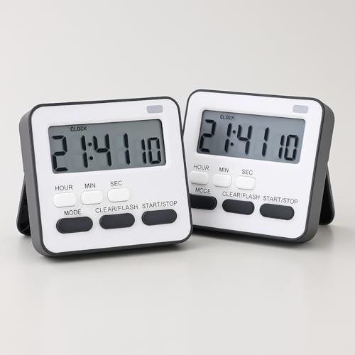 Image of YELONA Digital Magnetic Timer for Kids, Kitchen, Cooking, Egg, Teacher, Exercise, Productivity- Black, Pack of 2