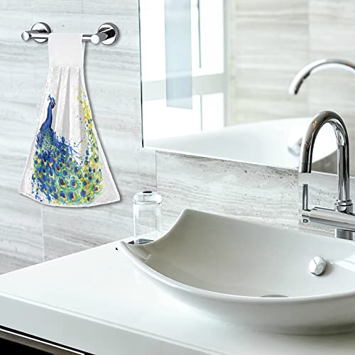 Zoeo Kitchen Hand Towel Watercolor Peacock Set Of 2 Hanging Tie Towels Dishcloth Super Soft Absorbent Luxury Washcloths Bathroom Toilet Decor #TOP6